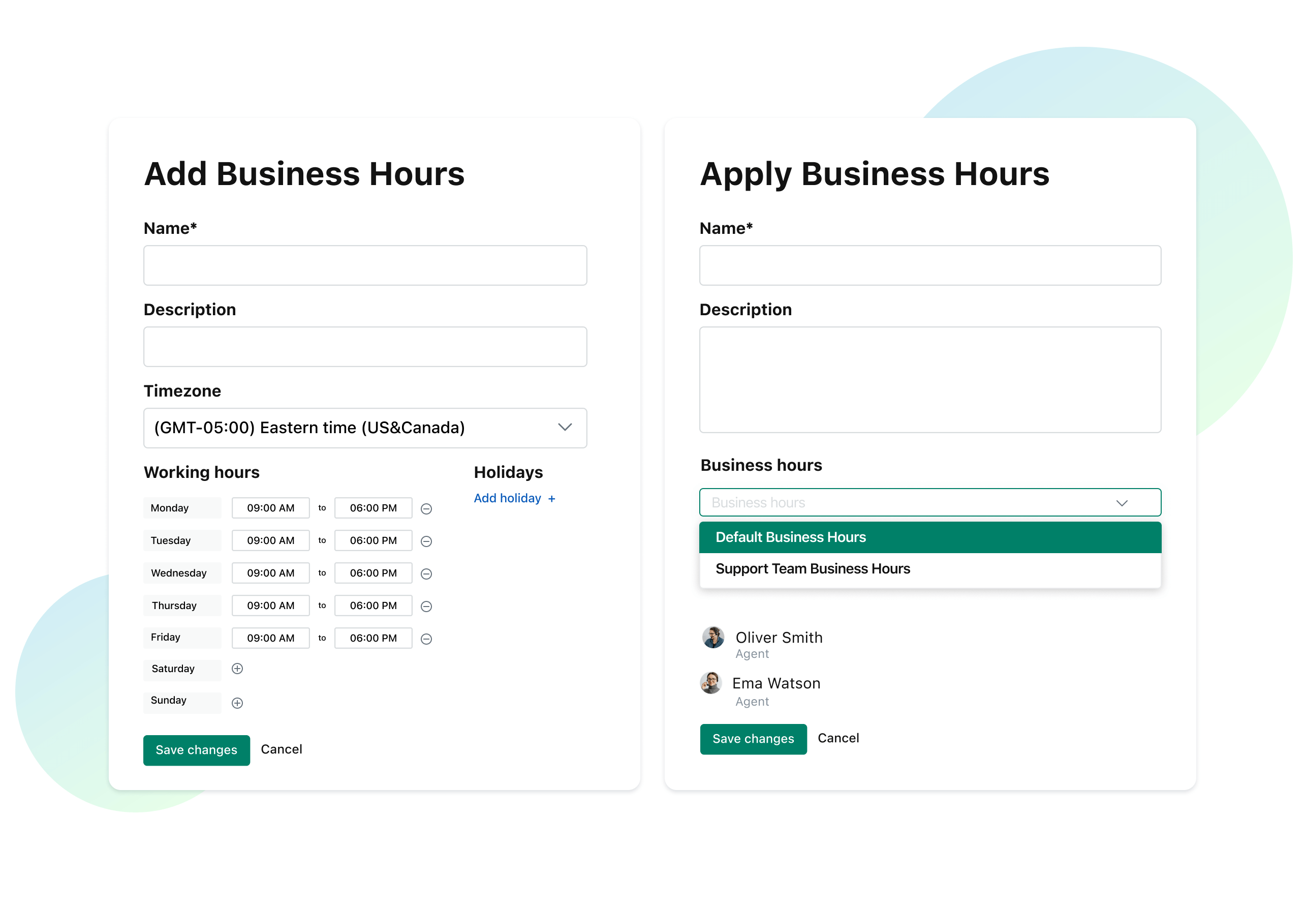 Set Business Hours