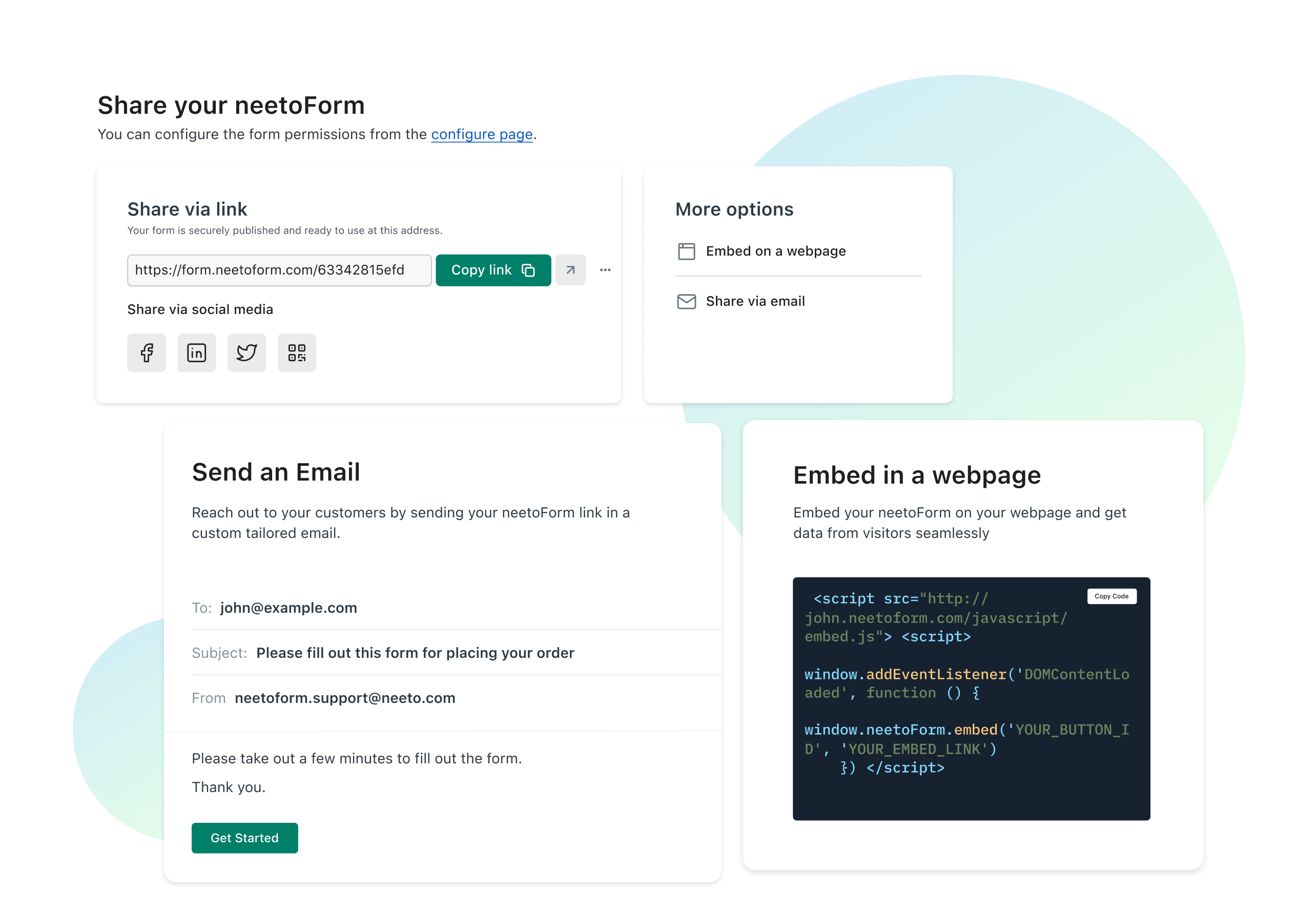 Shareable form link