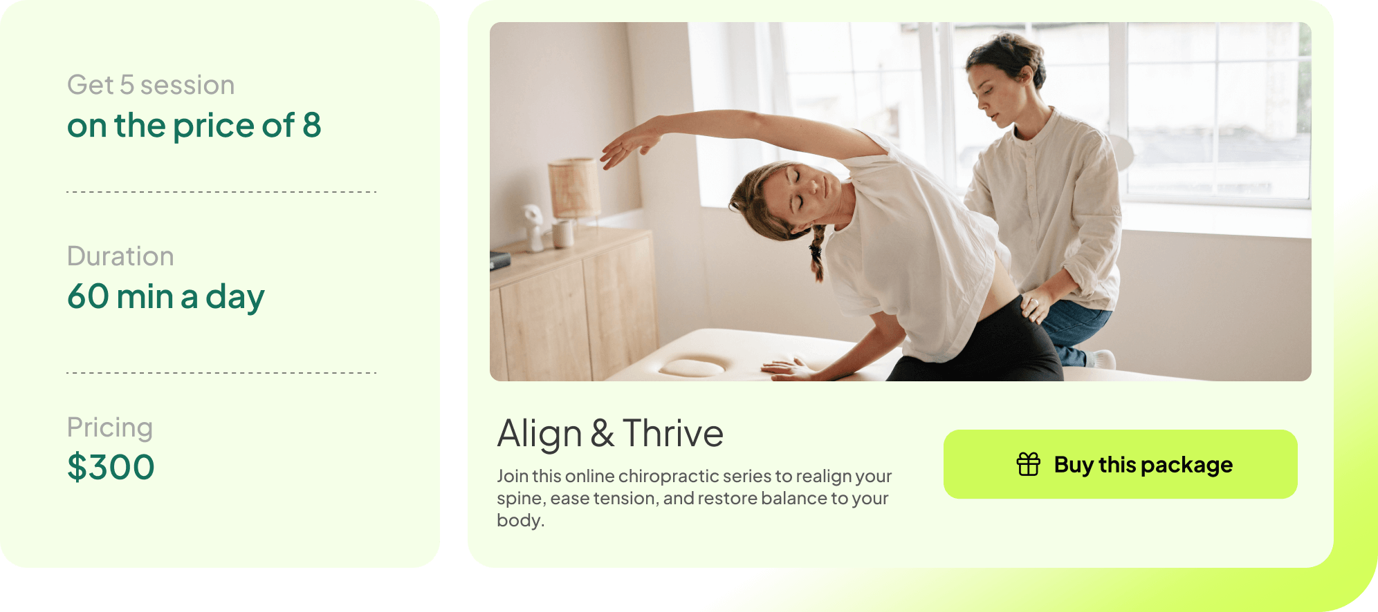 Flexible chiropractic care packages